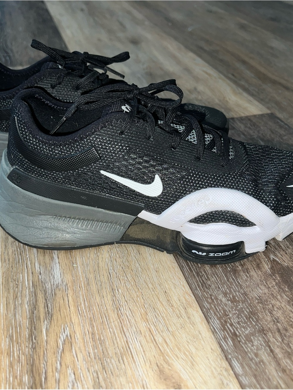 Nike Black and White Air Zoom Superrep Training Shoes